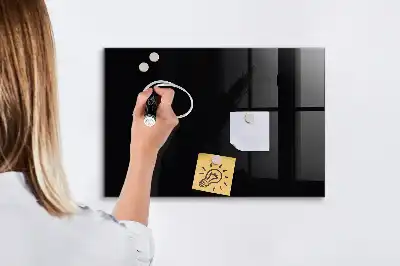 Magnetisch planbord voor de muur van bedrukt glas in het zwart