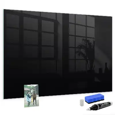 Magnetisch planbord voor de muur van bedrukt glas in het zwart