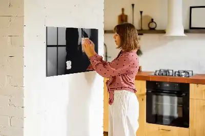 Magnetisch planbord voor de muur van bedrukt glas in het zwart