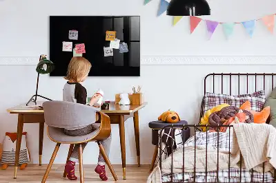 Magnetisch planbord voor de muur van bedrukt glas in het zwart