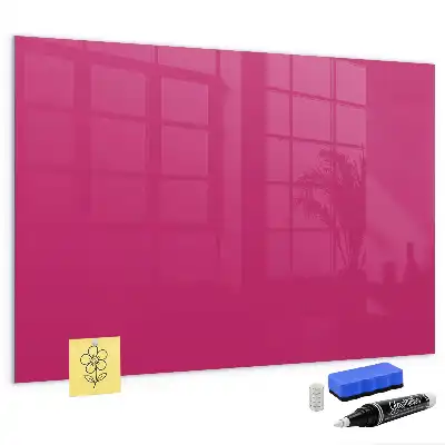 Glazen memobord met print inclusief neodymium magneten intens roze