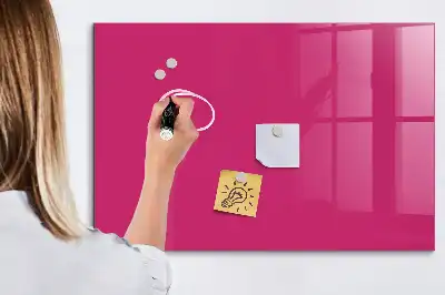 Glazen memobord met print inclusief neodymium magneten intens roze
