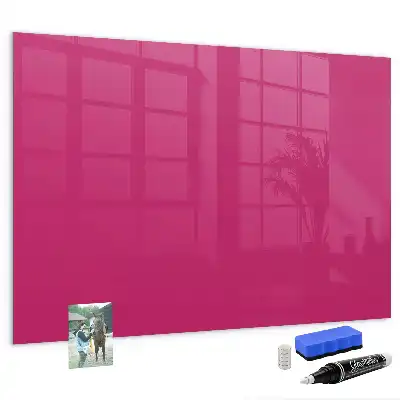 Glazen memobord met print inclusief neodymium magneten intens roze