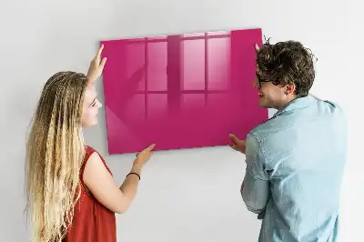 Glazen memobord met print inclusief neodymium magneten intens roze