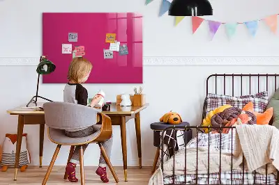 Glazen memobord met print inclusief neodymium magneten intens roze