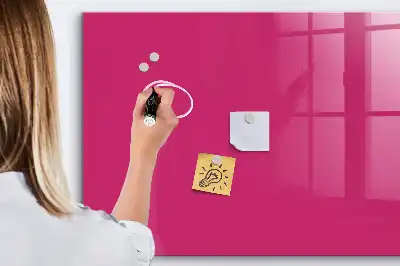 Glazen memobord met print inclusief neodymium magneten intens roze