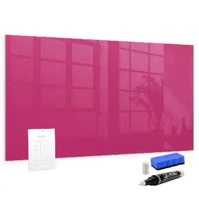Glazen memobord met print inclusief neodymium magneten intens roze