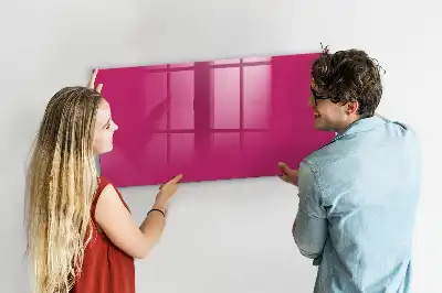 Glazen memobord met print inclusief neodymium magneten intens roze