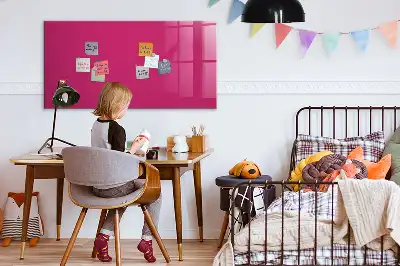 Glazen memobord met print inclusief neodymium magneten intens roze