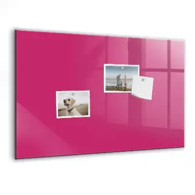 Glazen memobord met print inclusief neodymium magneten intens roze