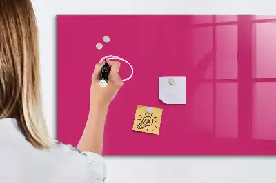 Glazen memobord met print inclusief neodymium magneten intens roze