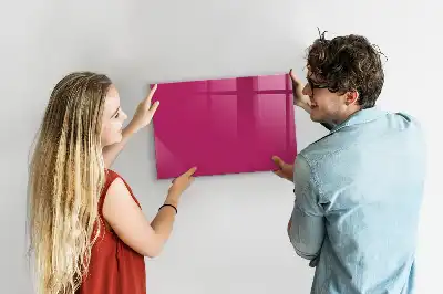 Glazen memobord met print inclusief neodymium magneten intens roze