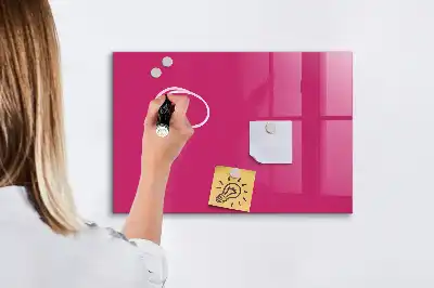 Glazen memobord met print inclusief neodymium magneten intens roze
