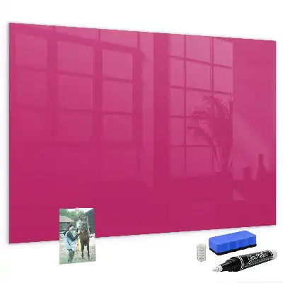 Glazen memobord met print inclusief neodymium magneten intens roze