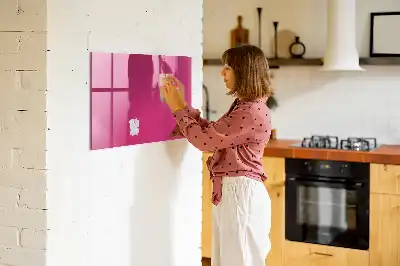 Glazen memobord met print inclusief neodymium magneten intens roze