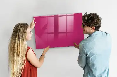 Glazen memobord met print inclusief neodymium magneten intens roze