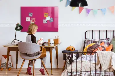 Glazen memobord met print inclusief neodymium magneten intens roze