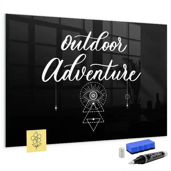 Glazen memobord met Buitenavontuur print inclusief neodymium magneten