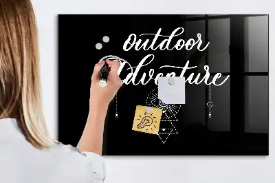 Glazen memobord met Buitenavontuur print inclusief neodymium magneten