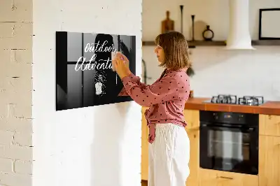 Glazen memobord met Buitenavontuur print inclusief neodymium magneten
