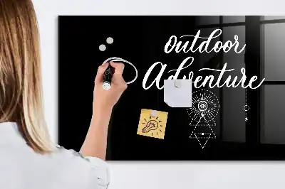 Glazen memobord met Buitenavontuur print inclusief neodymium magneten