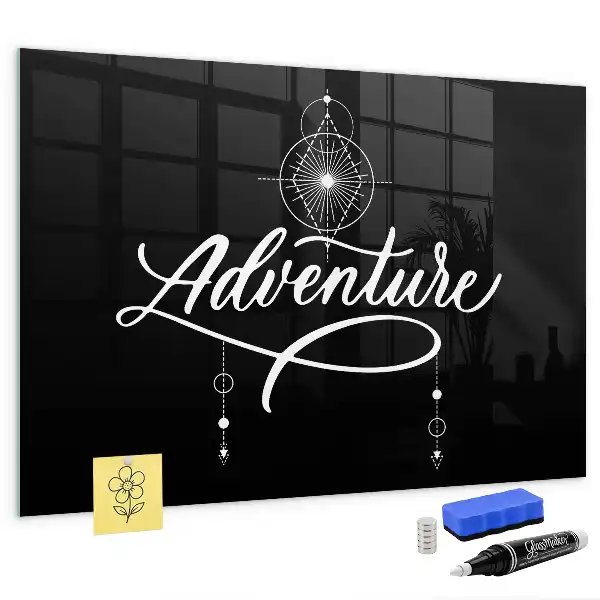 Magnetisch planbord van bedrukt glas met Avontuur-design
