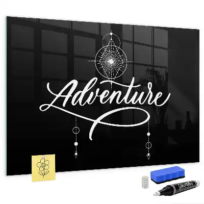 Magnetisch planbord van bedrukt glas met Avontuur-design