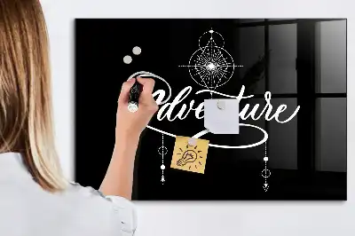 Magnetisch planbord van bedrukt glas met Avontuur-design