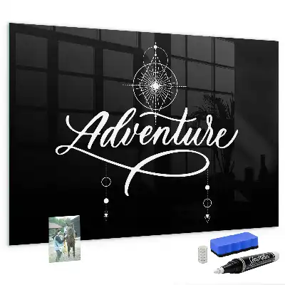 Magnetisch planbord van bedrukt glas met Avontuur-design