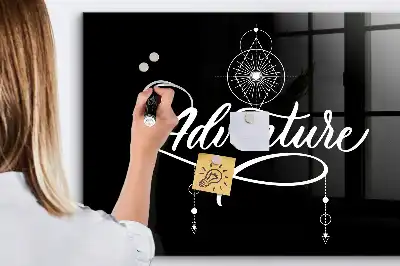 Magnetisch planbord van bedrukt glas met Avontuur-design