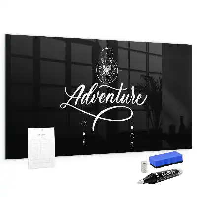 Magnetisch planbord van bedrukt glas met Avontuur-design