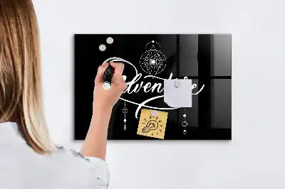 Magnetisch planbord van bedrukt glas met Avontuur-design