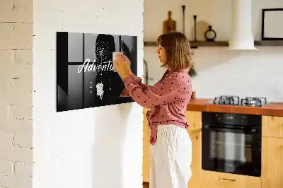 Glazen memobord met print inclusief neodymium magneten ontwerp Avontuur