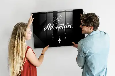 Glazen memobord met print inclusief neodymium magneten ontwerp Avontuur