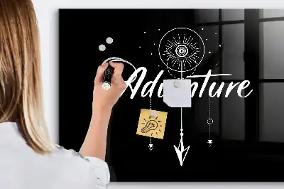 Glazen memobord met print inclusief neodymium magneten ontwerp Avontuur