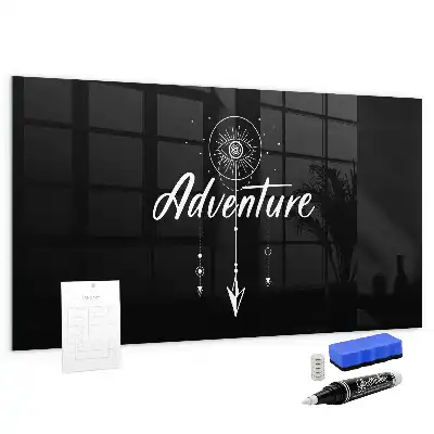 Glazen memobord met print inclusief neodymium magneten ontwerp Avontuur