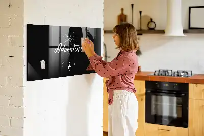 Glazen memobord met print inclusief neodymium magneten ontwerp Avontuur