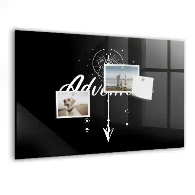Glazen memobord met print inclusief neodymium magneten ontwerp Avontuur