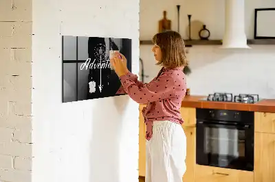 Glazen memobord met print inclusief neodymium magneten ontwerp Avontuur
