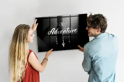 Glazen memobord met print inclusief neodymium magneten ontwerp Avontuur