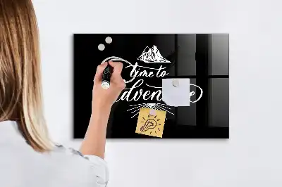 Magnetisch planbord van bedrukt glas ontwerp avontuur