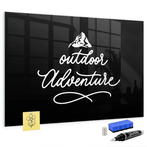 Glazen memobord met print inclusief neodymium magneten in het ontwerp Buitenavontuur