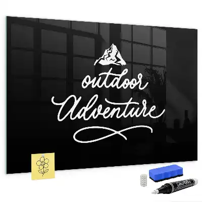 Glazen memobord met print inclusief neodymium magneten in het ontwerp Buitenavontuur