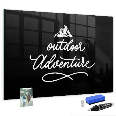 Glazen memobord met print inclusief neodymium magneten in het ontwerp Buitenavontuur