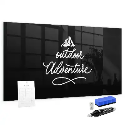 Glazen memobord met print inclusief neodymium magneten in het ontwerp Buitenavontuur