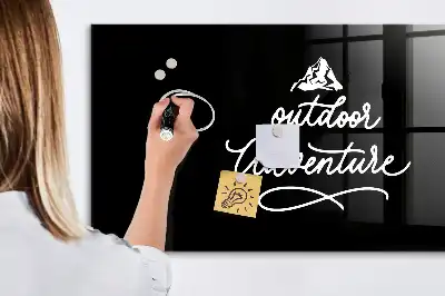 Glazen memobord met print inclusief neodymium magneten in het ontwerp Buitenavontuur