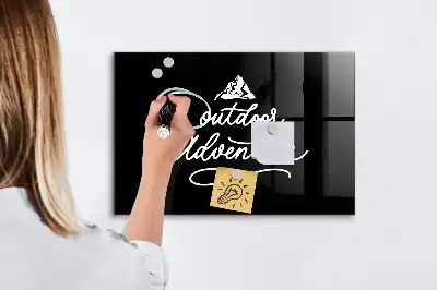 Glazen memobord met print inclusief neodymium magneten in het ontwerp Buitenavontuur