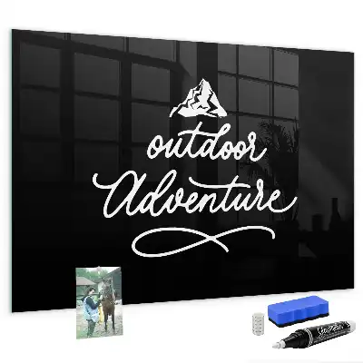 Glazen memobord met print inclusief neodymium magneten in het ontwerp Buitenavontuur