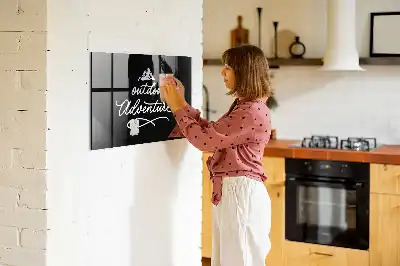 Glazen memobord met print inclusief neodymium magneten in het ontwerp Buitenavontuur
