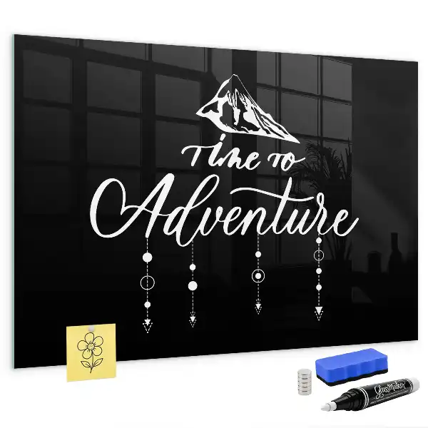 Magnetisch planbord voor de muur van bedrukt glas met Avontuur-ontwerp